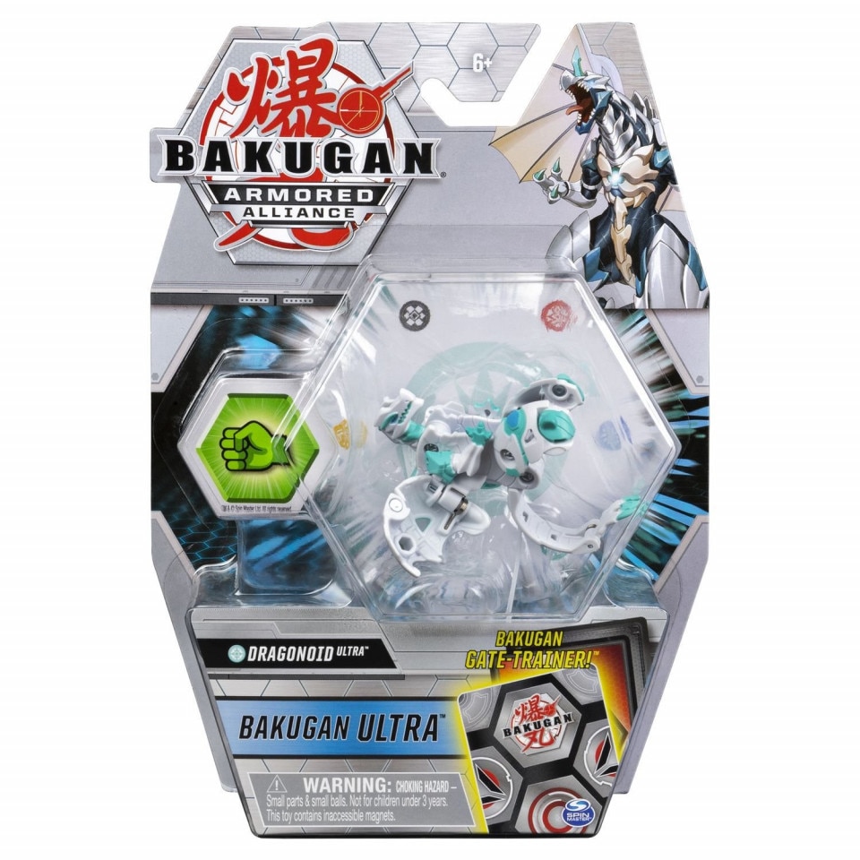 Figurina Bakugan Armored Alliance - Ultra Dragonoid Blue, cu card Baku-Gear