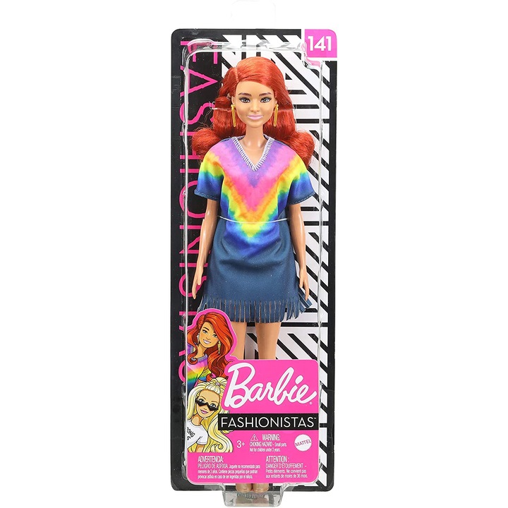 Кукла Barbie Fashionistas - Barbie с червена коса, С рокля с дъга