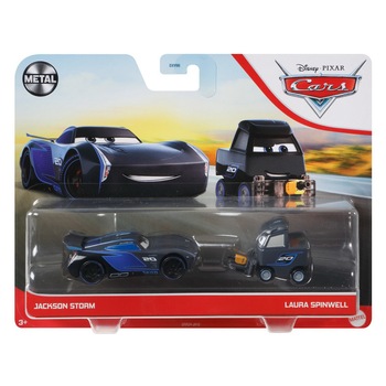 Set 2 masinute diecast Disney Cars 3 - Jackson Storm si Laura Spinwell, 1:55 Set 2 masinute diecast Disney Cars 3 - Jackson Storm si Laura Spinwell, 1:55