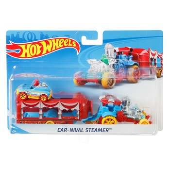 Set camion si masina Hot Wheels, Carnival Steamer, 1:55 Set camion si masina Hot Wheels, Carnival Steamer, 1:55
