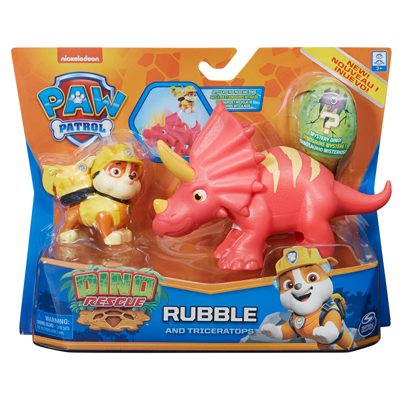 Set figurine Paw Patrol - Rubble si dinozaur Triceratops