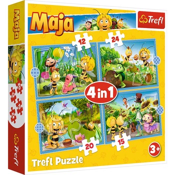 Puzzle Trefl 4 in 1 - Aventurile Albinutei Maya, 12/15/20/24 piese Puzzle Trefl 4 in 1 - Aventurile Albinutei Maya, 12/15/20/24 piese
