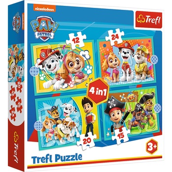 Puzzle Trefl 4 in 1 - Paw Patrol, 12/15/20/24 piese Puzzle Trefl 4 in 1 - Paw Patrol, 12/15/20/24 piese