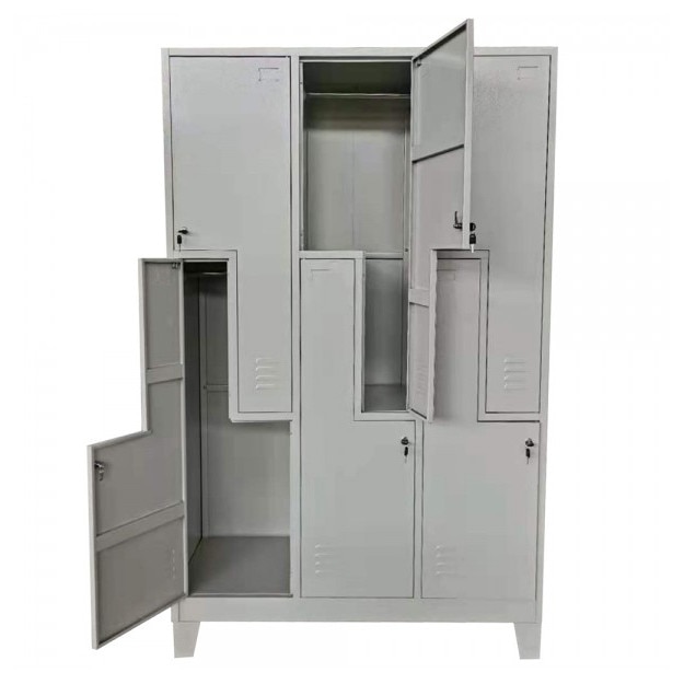 Vestiar metalic cu picioare si 6 usi Z (3x2) 1200x500x1920 mm (LxlxH), Asamblat, PLUS