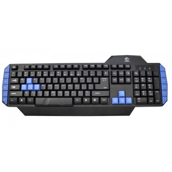 Tastatura pentru gaming cu fir, ULTRA responsive cu 12 butoane multimedia, USB, Negru/Albastru Tastatura pentru gaming cu fir, ULTRA responsive cu 12 butoane multimedia, USB, Negru/Albastru