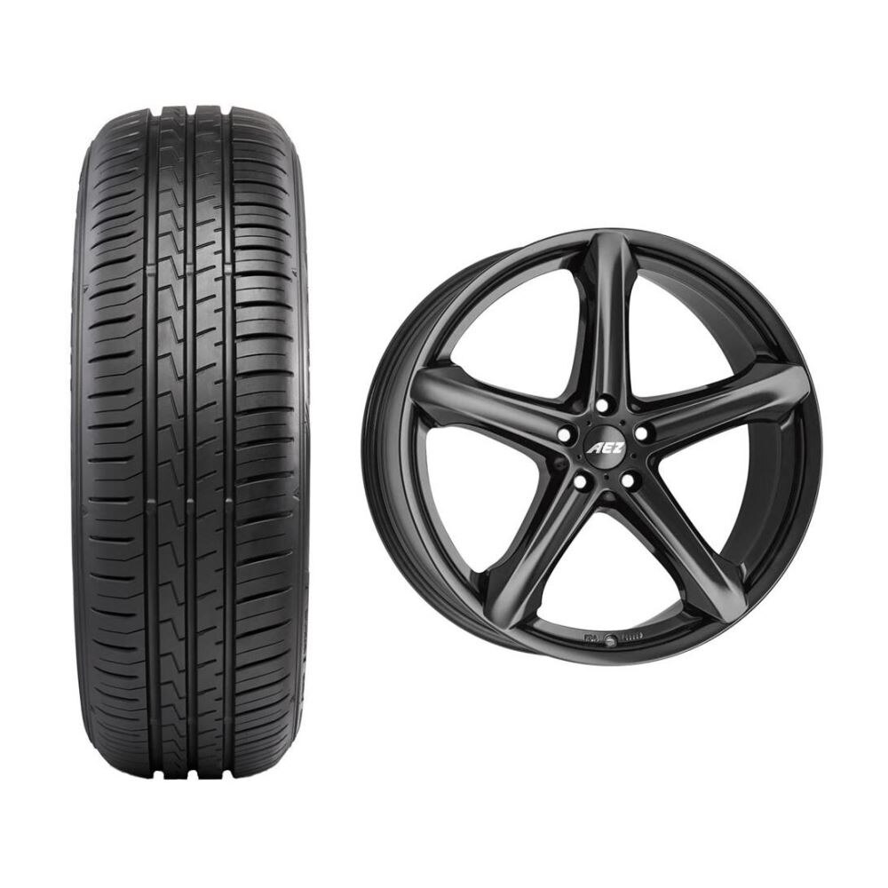 Roata completa A3, Leon, Octavia, Golf, Jetta, Passat janta aliaj AEZ Yacht dark 5x112, 16 inch si anvelopa vara Falken Ziex ZE310EC 205/55R16 91V