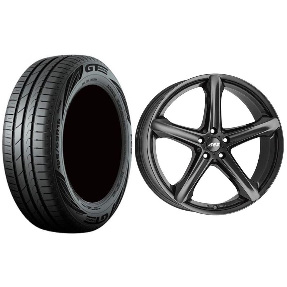 Roata completa A3, Leon, Octavia, Golf, Jetta, Passat janta aliaj AEZ Yacht dark 5x112, 16 inch si anvelopa vara GT Radial FE2 205/55R16 91V
