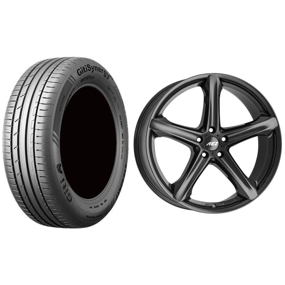 Roata completa A3, Leon, Octavia, Golf, Jetta, Passat janta aliaj AEZ Yacht dark 5x112, 16 inch si anvelopa vara Giti GitiSynergy H2 205/55R16 91V