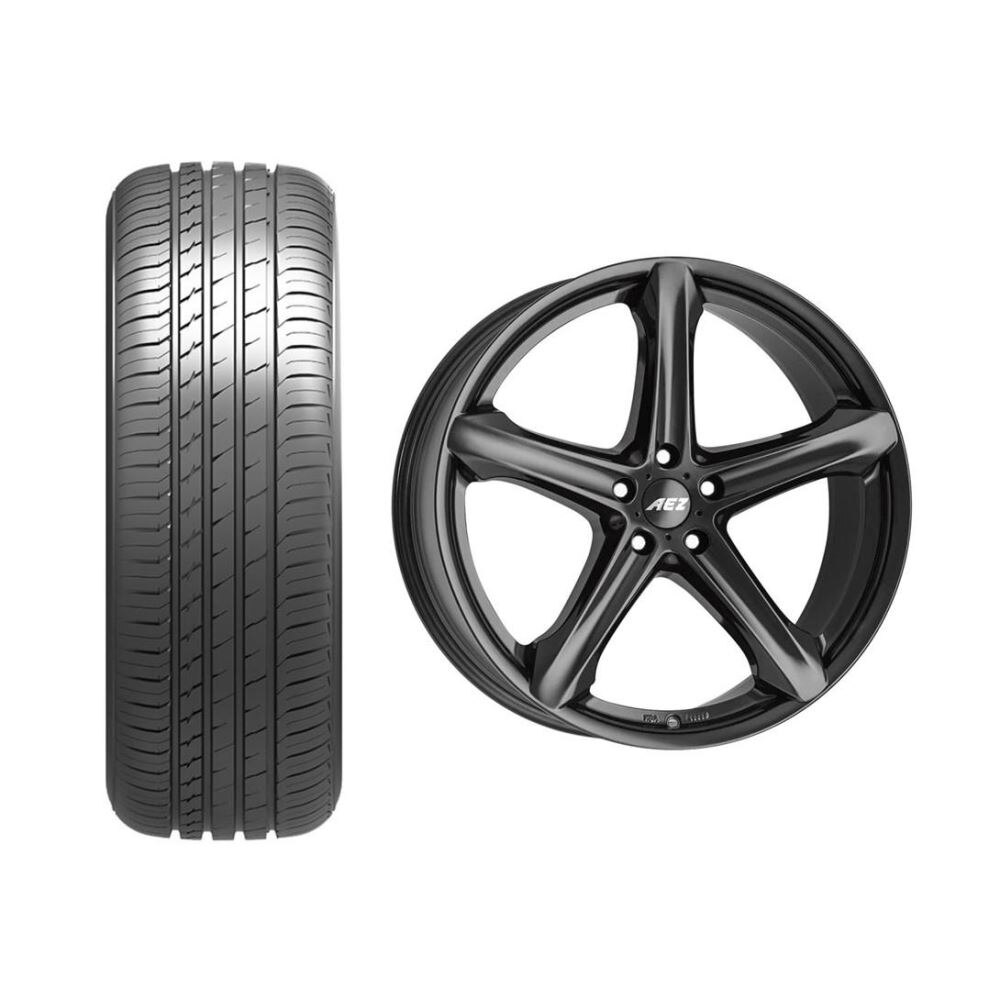 Roata completa A3, Leon, Octavia, Golf, Jetta, Passat janta aliaj AEZ Yacht dark 5x112, 16 inch si anvelopa vara Sailun Atrezzo Elite 205/55R16 91V