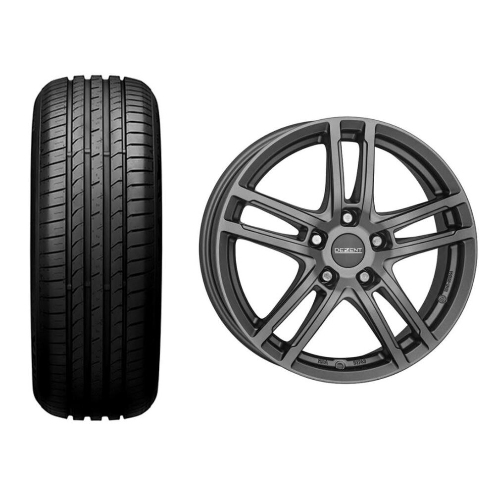 Roata completa Renault Megane RFB janta aliaj Dezent TZ graphite 5x114.3, 17 inch si anvelopa vara Nexen N'FERA Primus 205/50R17 93W si Senzor presiune ALCAR