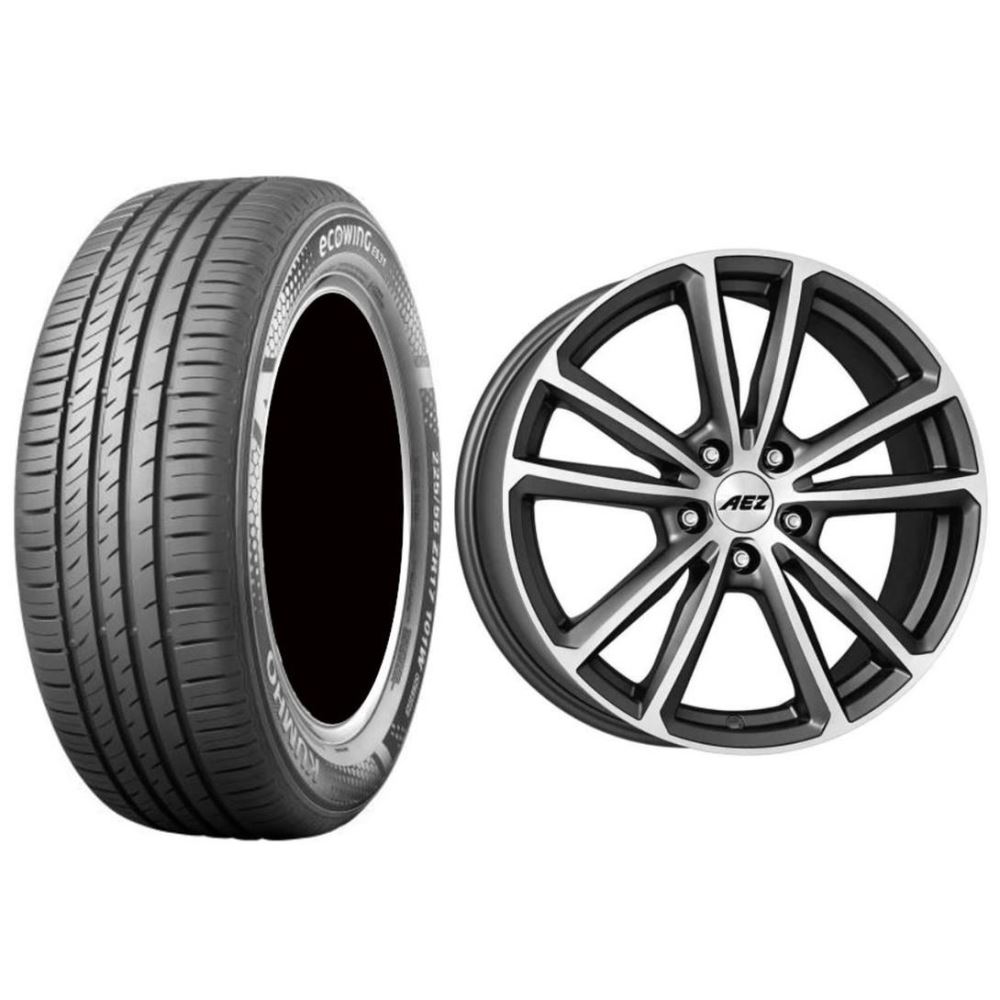 Roata completa Ford Puma janta aliaj AEZ Tioga titan 5x108, 18 inch si anvelopa vara Kumho ES31 215/50R18 92H si Senzor presiune ALCAR