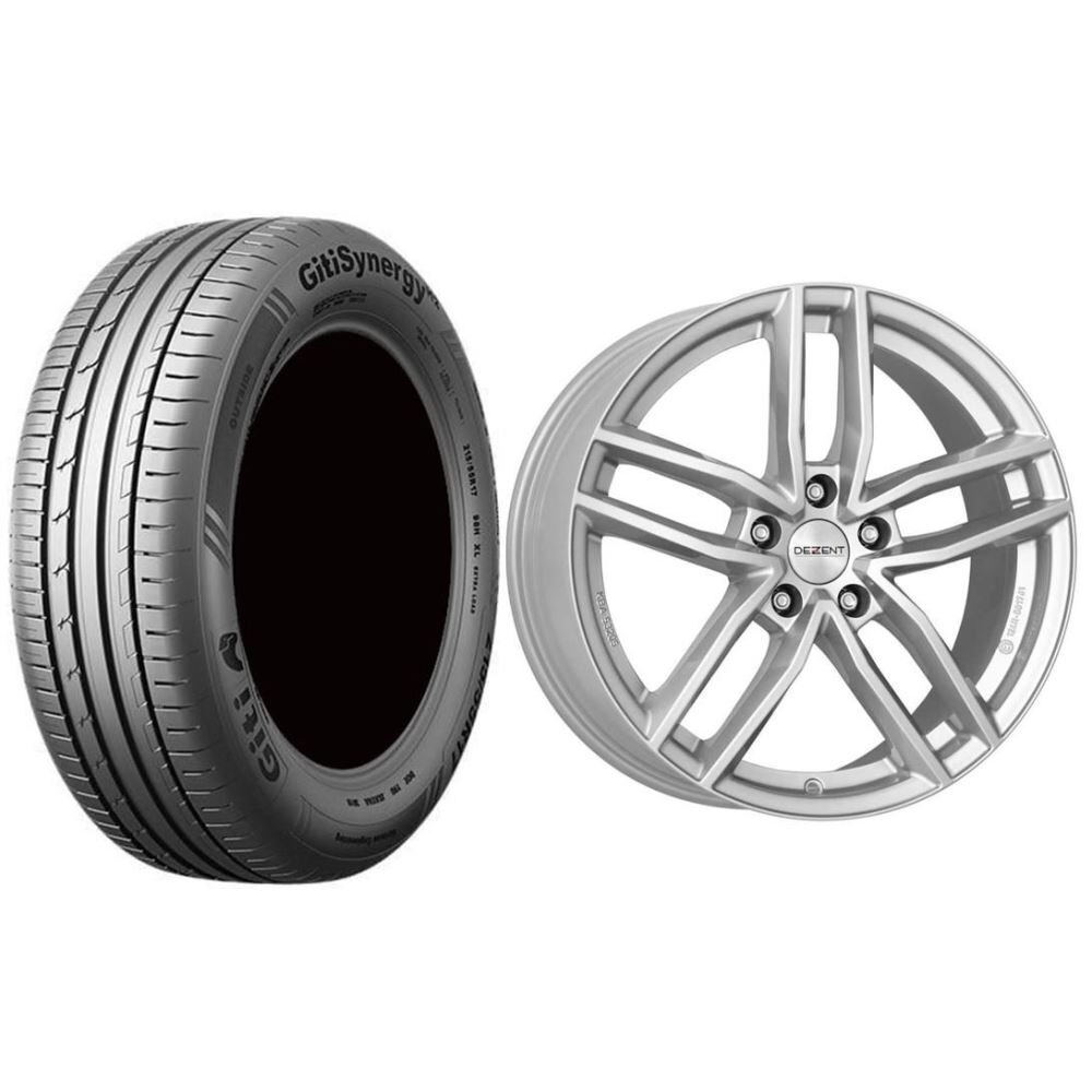 Roata completa Hyundai Kona janta aliaj Dezent TR silver 5x114.3, 17 inch si anvelopa vara Giti GitiSynergy H2 215/55R17 98H/XL si Senzor presiune ALCAR