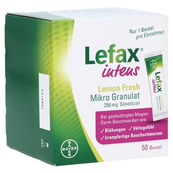 Suspensie orala, Lefax Intens, Lemon Fresh, micro granule, 50 pliculete, impotriva balonarii, flatulentei si crampelor abdominale Suspensie orala, Lefax Intens, Lemon Fresh, micro granule, 50 pliculete, impotriva balonarii, flatulentei si crampelor abdominale