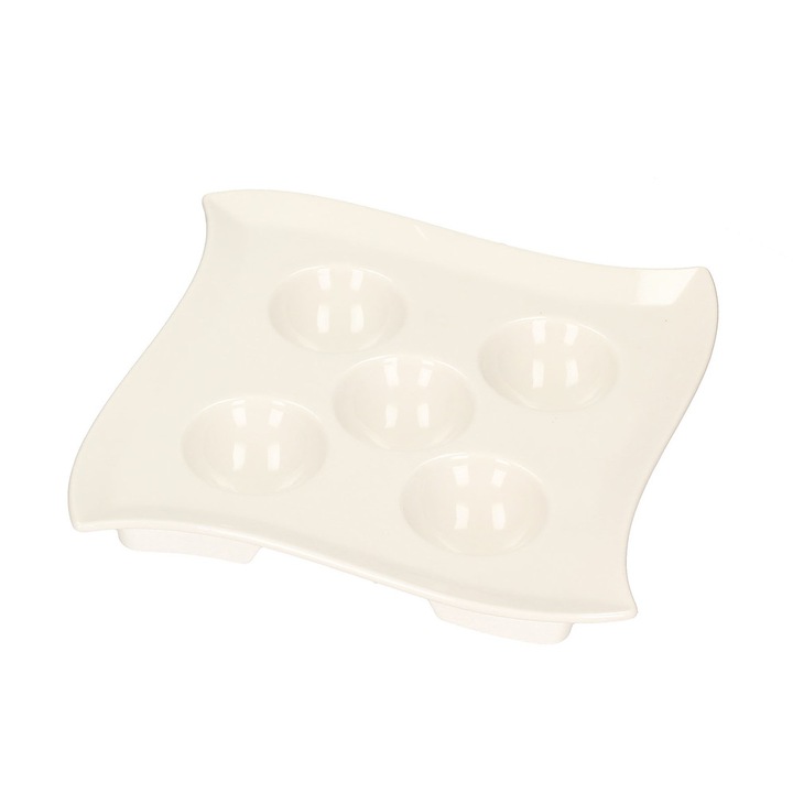 Suport pentru oua Florina, 18.5 x 18.5 cm, Ceramica, Alb