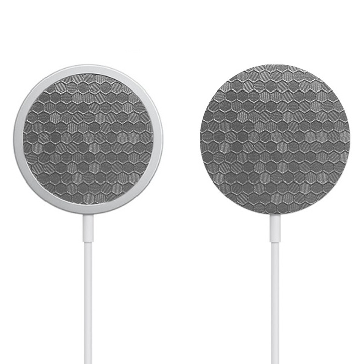 2 db SILKASE bőrfólia készlet MagSafe töltőhöz, elöl-hátul, hatszögletű szürke színű