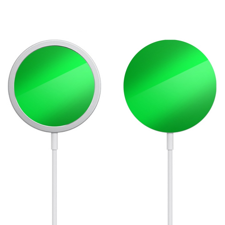 2 db SILKASE bőrfólia készlet MagSafe töltőhöz, elöl-hátul, neonzöld színű