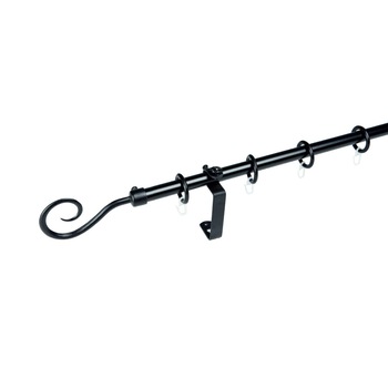 Set galerie simpla metalica, lungime intre 151 si 200 cm, culoare negru, capete la alegere - design dark Set galerie simpla metalica, lungime intre 151 si 200 cm, culoare negru, capete la alegere - design dark