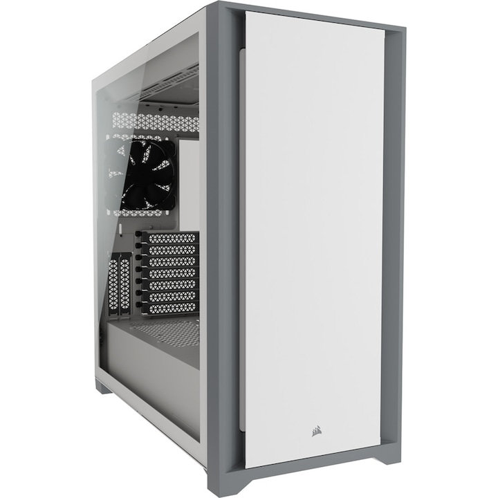 Кутия за компютър Corsair 5000D Tempered Glass, Mid-Tower, Без захранващ блок, ATX, White