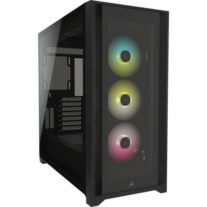 Компютърна Кутия за компютър Corsair iCUE 5000X RGB Tempered Glass, Mid-Tower, Без захранващ блок, ATX, Black