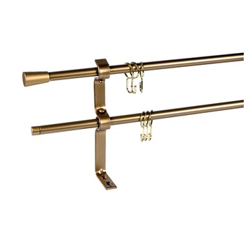 Set galerie dubla metalica, lungime intre 201 si 250 cm, culoare alama-masiv, capete la alegere - design alama Set galerie dubla metalica, lungime intre 201 si 250 cm, culoare alama-masiv, capete la alegere - design alama
