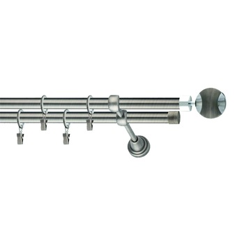 Set galerie dubla metalica, lungime intre 51 si 100 cm, culoare gri, capete la alegere - design piatra gri Set galerie dubla metalica, lungime intre 51 si 100 cm, culoare gri, capete la alegere - design piatra gri