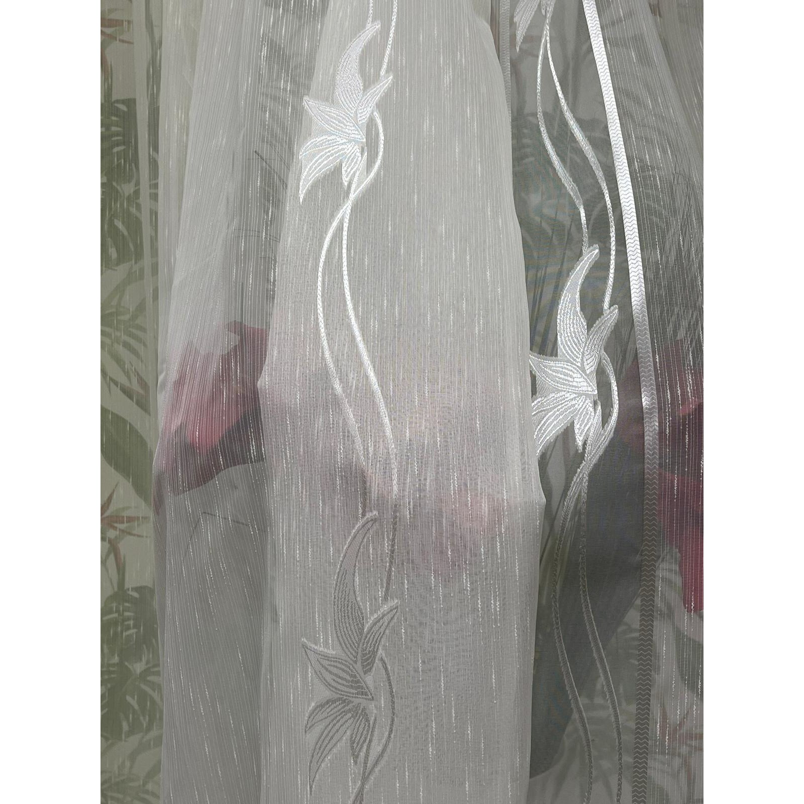 Perdea ivoire 400x245cm cu broderie florala ivoire, cu rejansa by Liz Line - RD2094