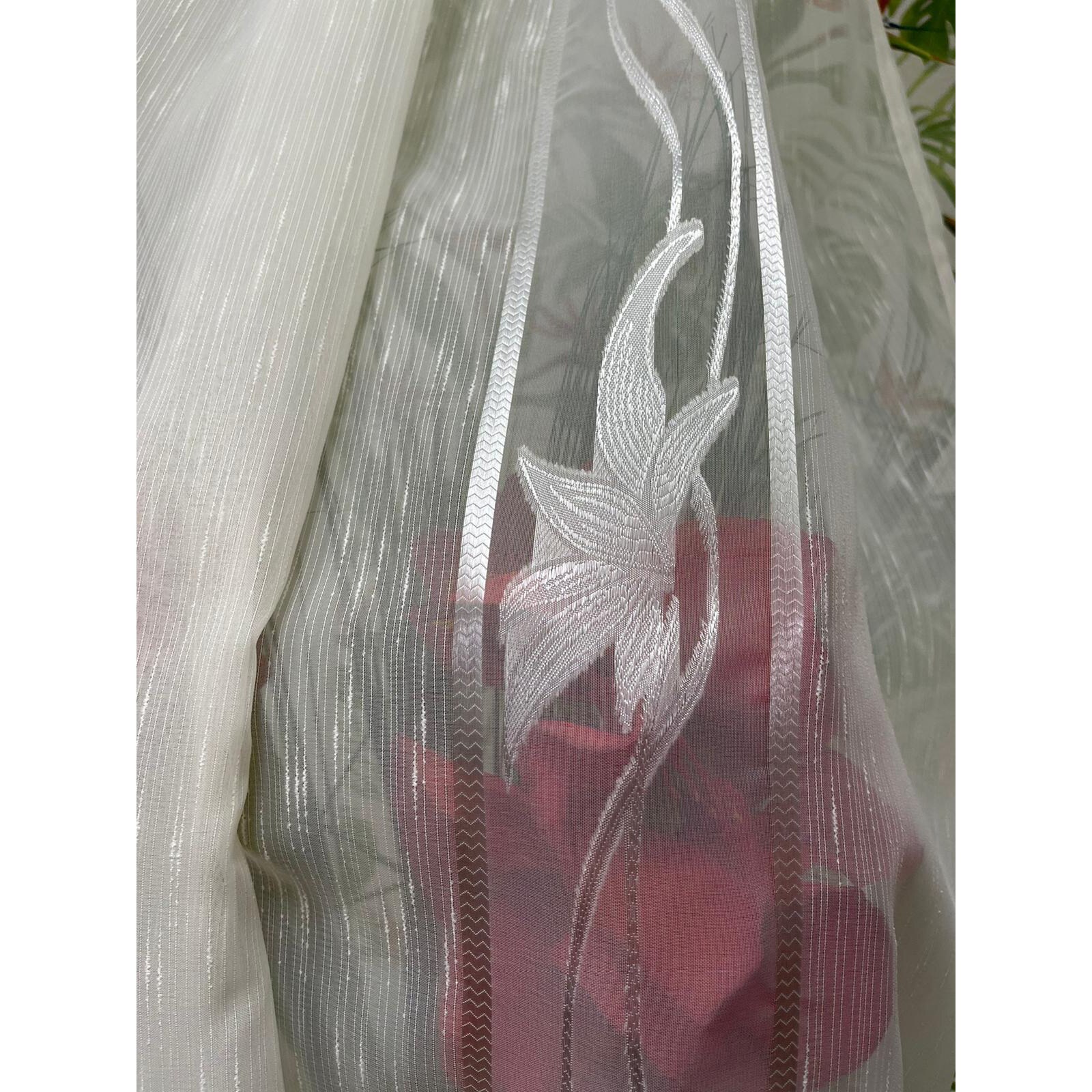 Perdea ivoire 300x245cm cu broderie florala ivoire, cu rejansa by Liz Line - RD2093