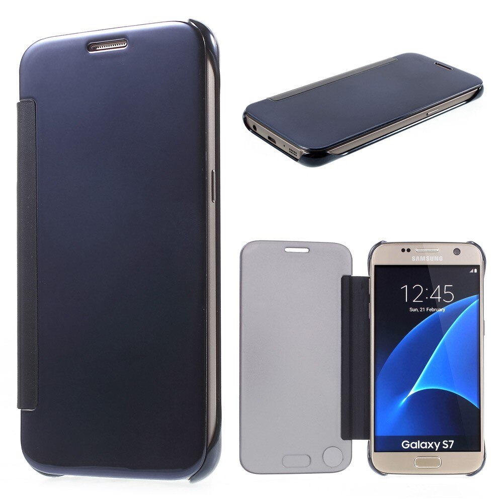 Husa Samsung Galaxy S7 G930F, Tip Flip View Cover, Dark Blue, iRoyalCase