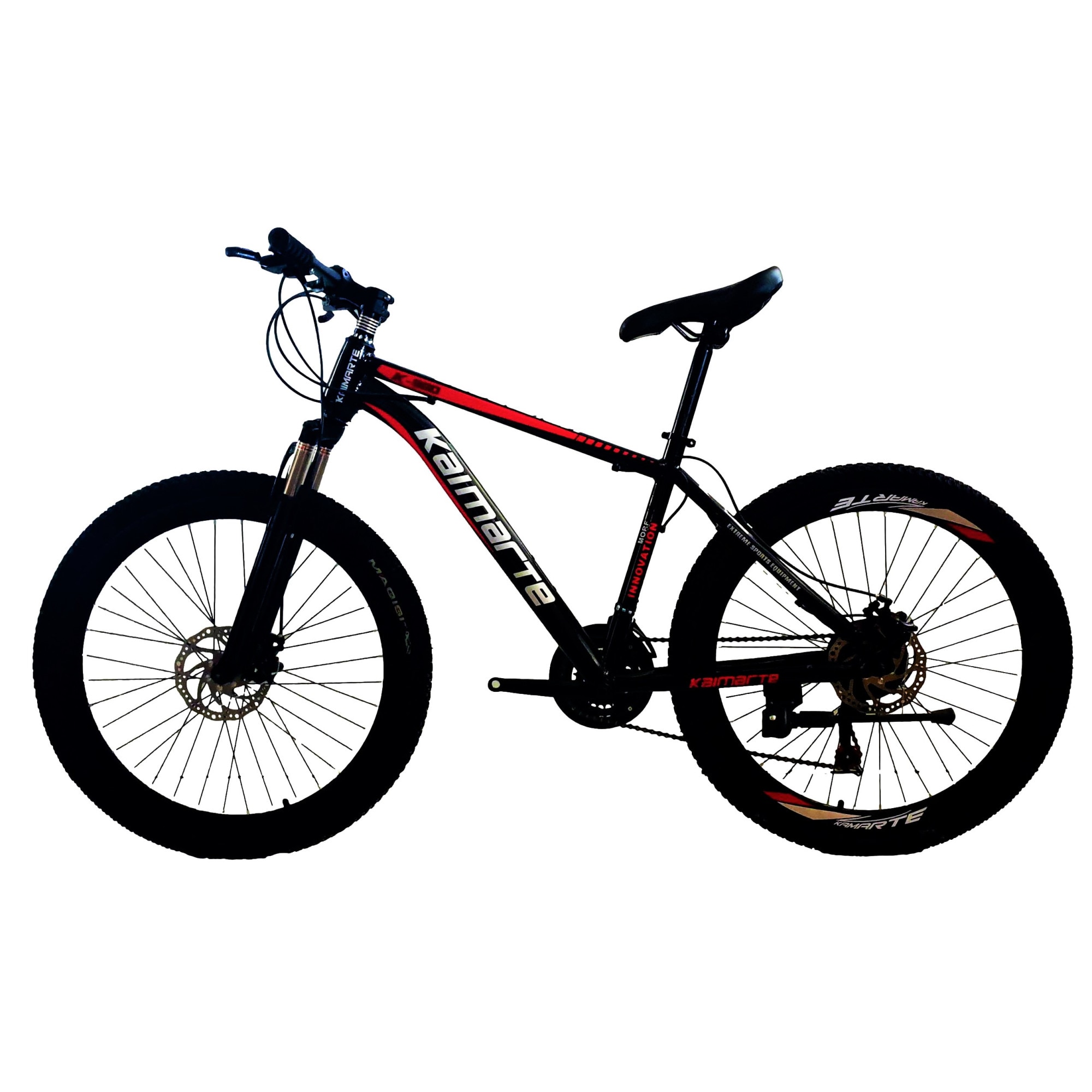 matrix Stab Ahead Bicicleta Mountain Bike - KAIMARTE, AP8, 26 inch, genti aluminiu turnate  duble, cadru otel, frane mecanice pe disc fata/spate, suspensie fata, 21 de  viteze, culoare negru-rosu - eMAG.ro