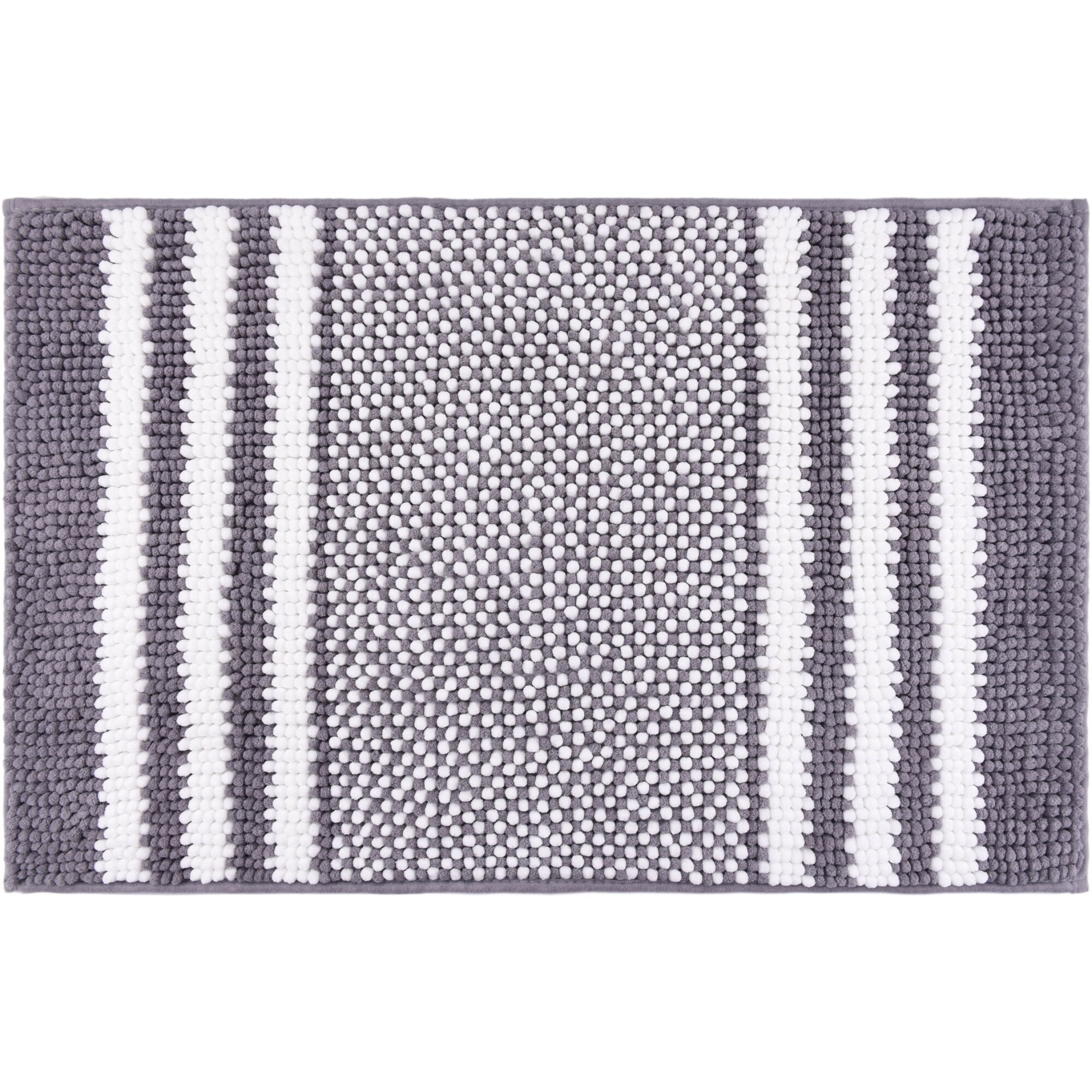 Covoras baie Kring Chenille, 1600 gsm, 50x80 cm, Gri inchis/Alb