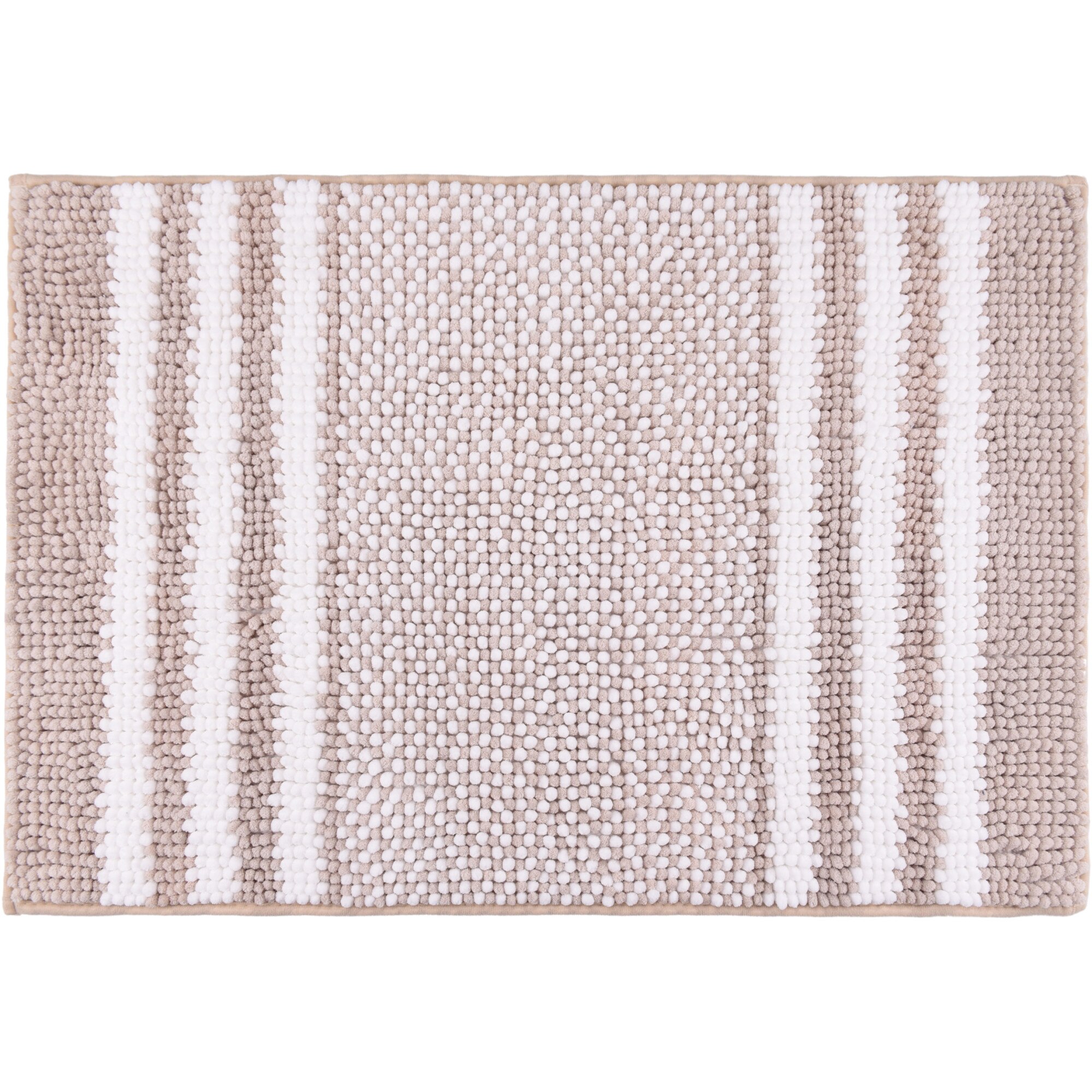 Covoras baie Kring Chenille, 1600 gsm, 50x80 cm, Bej/Alb