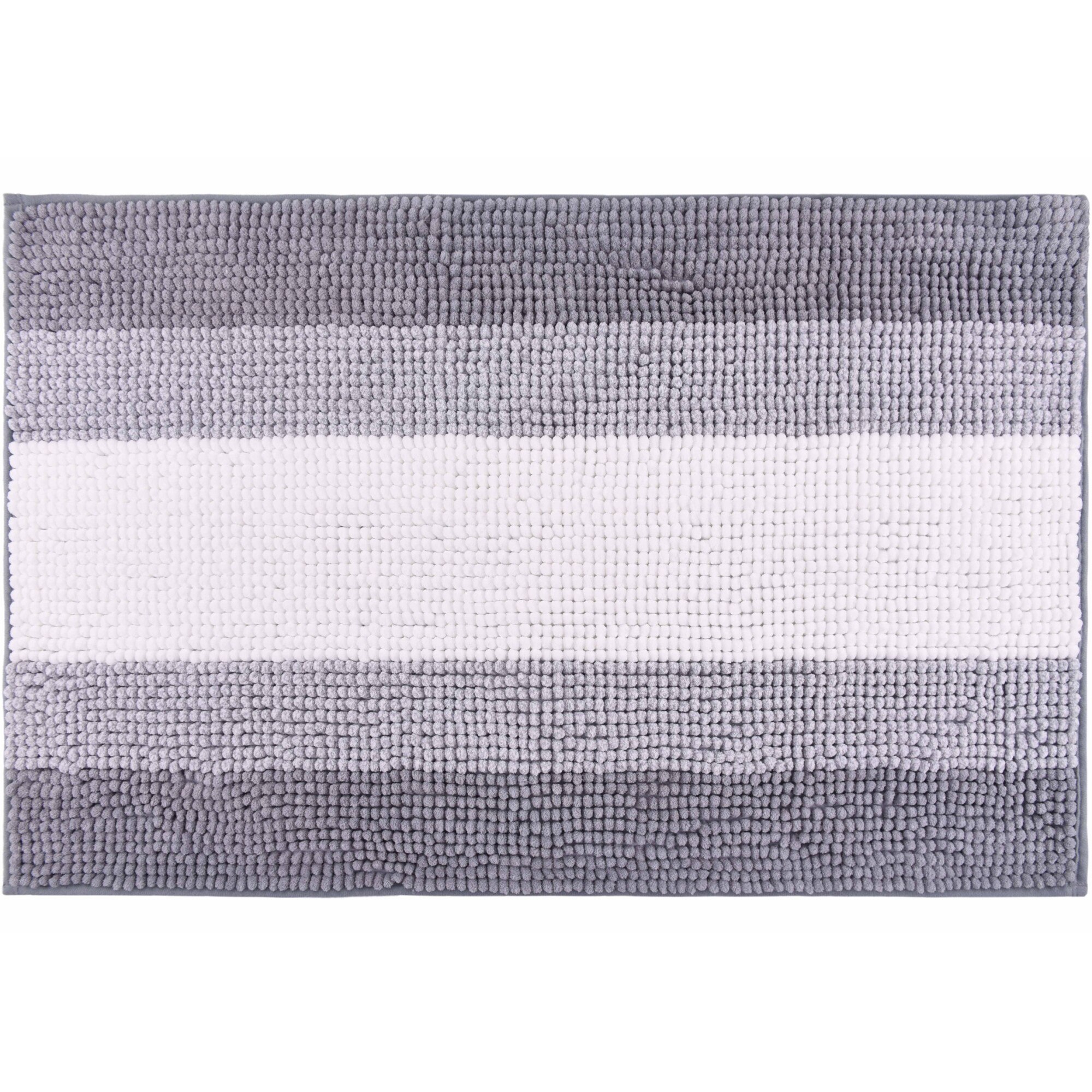 Covoras baie Kring Chenille, 1400 gsm, 50x80 cm, Gri deschis/Alb