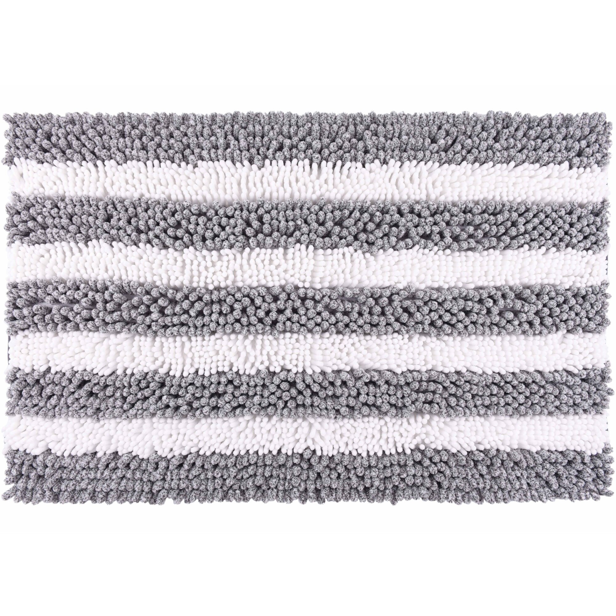 Covoras baie Kring Deep Stripe, 1800 gsm, 50x80 cm, Gri/Alb