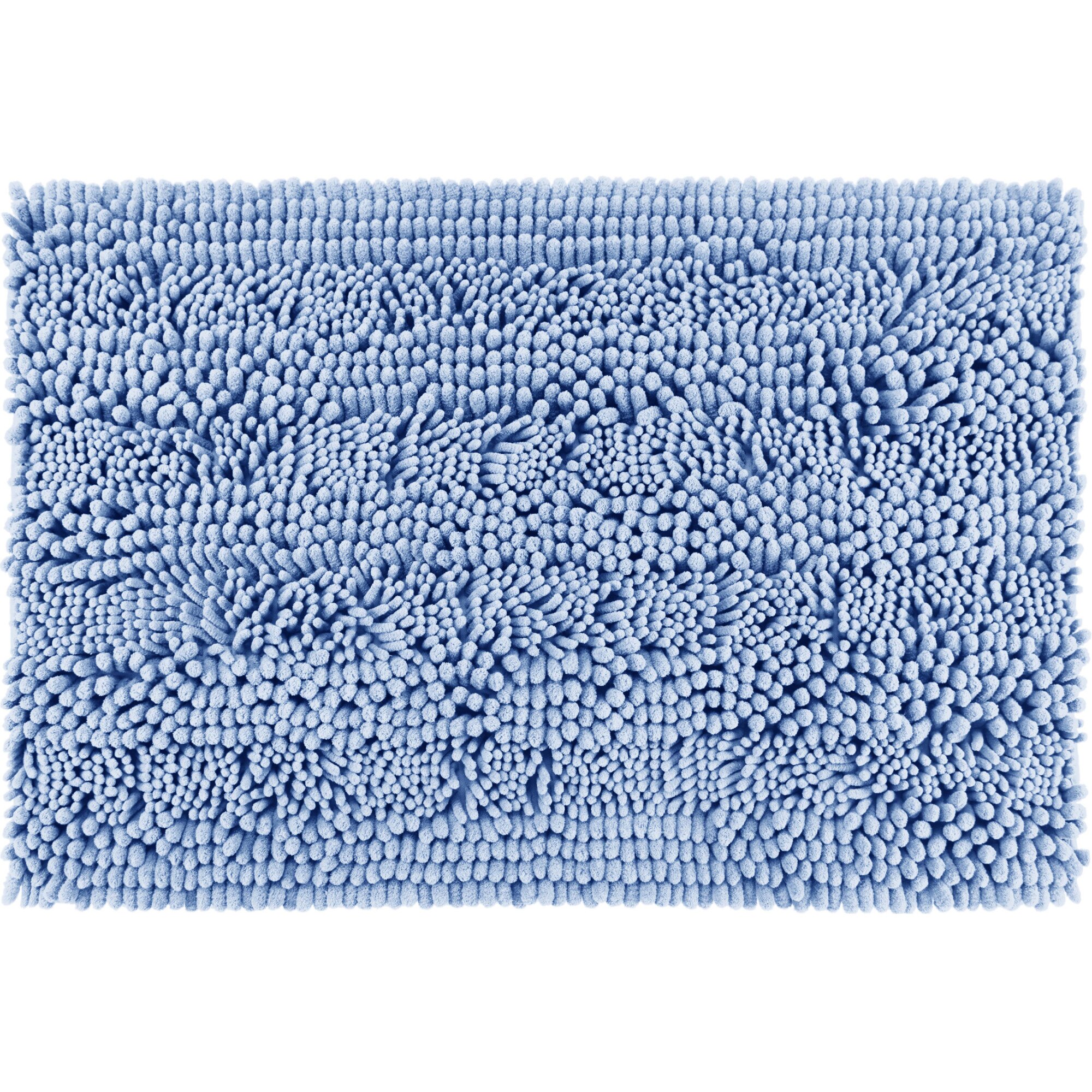 Covoras baie Kring Thick Stripe, 1800 gsm, 50x80 cm, Albastru deschis