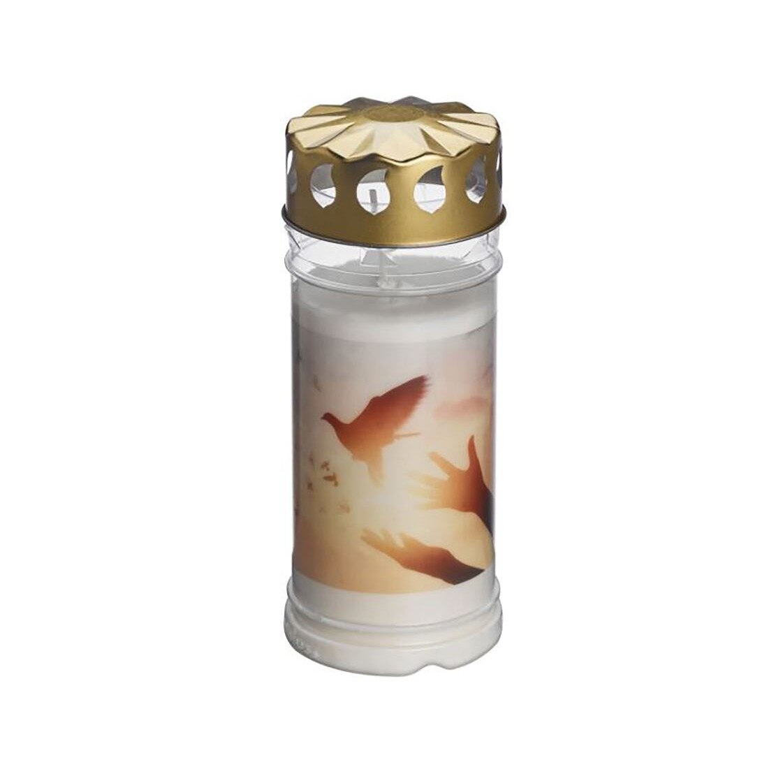 Candela Bolsius din plastic cu capac 5 zile Porumbel - Alb