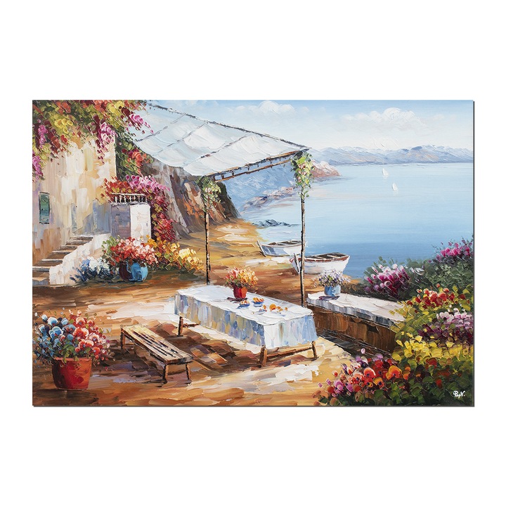 Tablou pictat manual, Artnova, Colt de rai 1, 100x70cm pictura ulei pe panza in cutit efect 3D