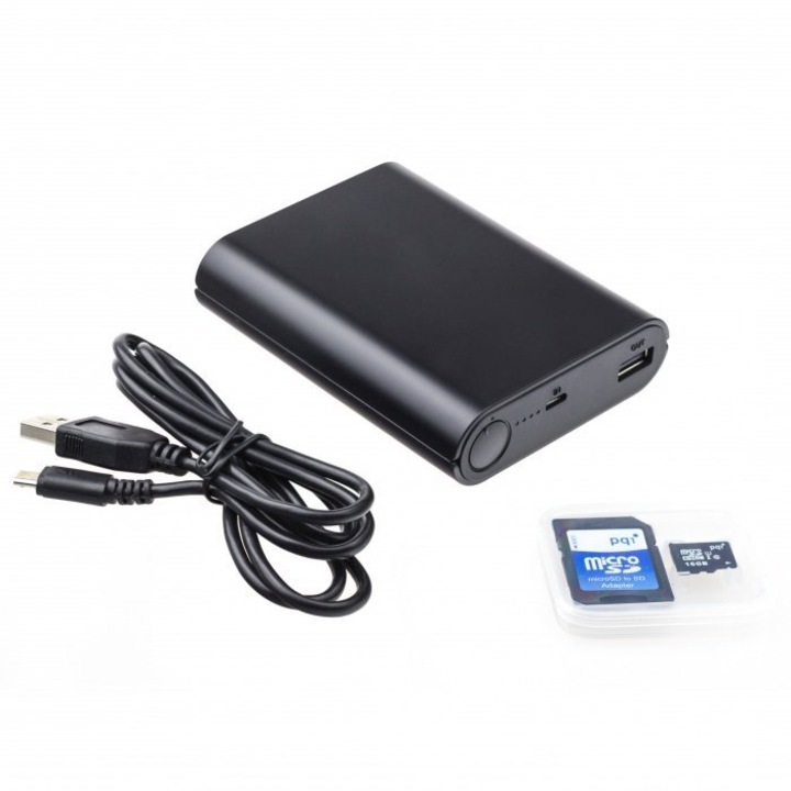 Camera ascunsa in baterie externa, Lawmate IP PV-PB20i, Inregistrare video si audio, WiFi, Card de memorie inclus, 103 x 80 x 22 mm, Negru