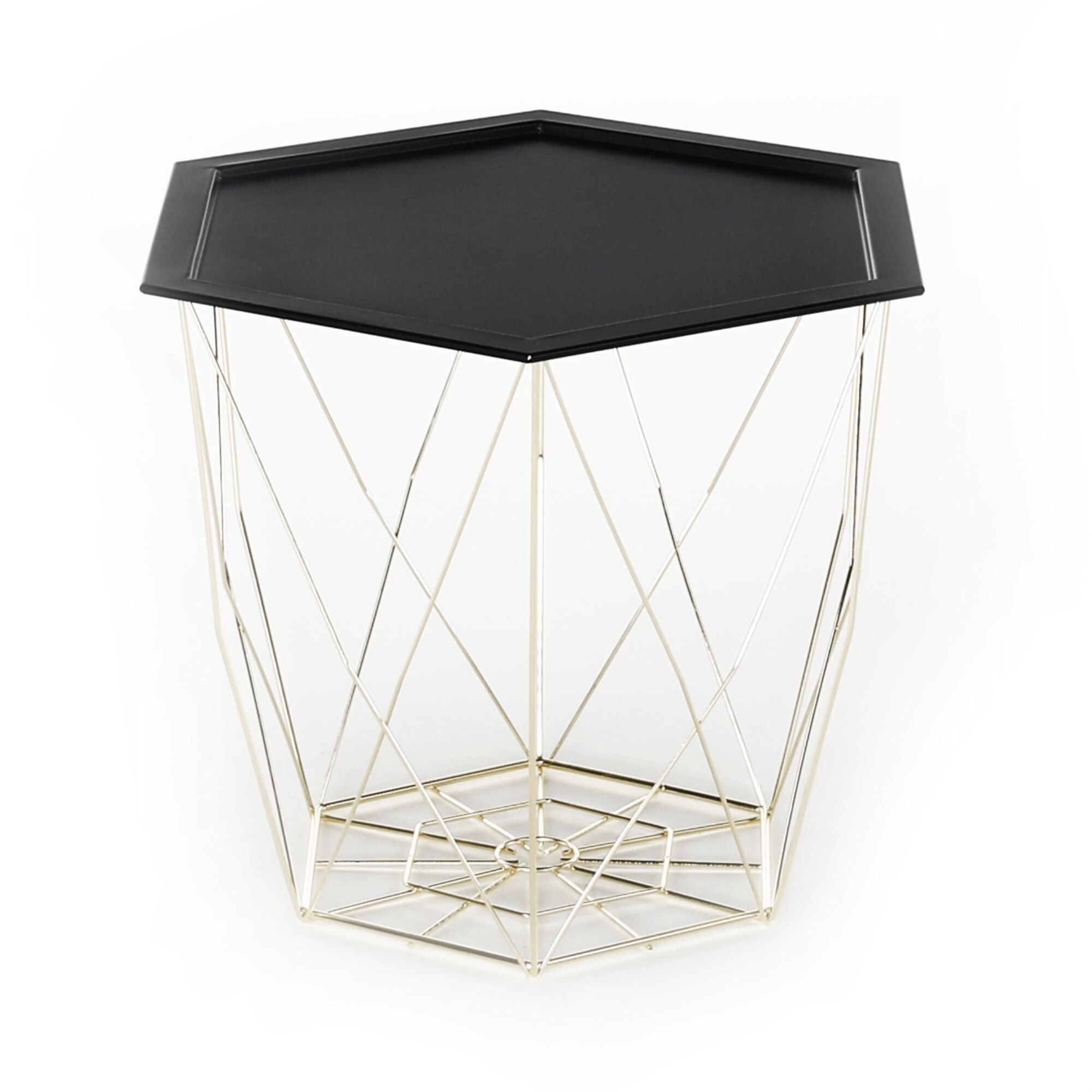 Masuta auxiliara Sani Belor, 45x36,5x39,2 cm, Negru/auriu