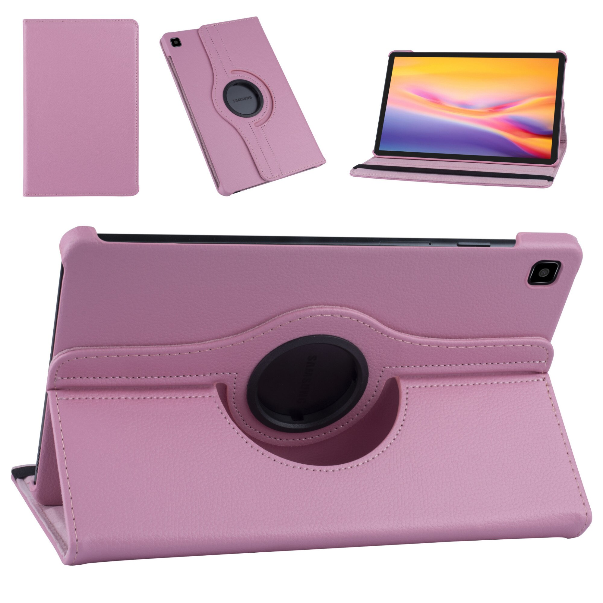 Husa Stand Rotativ compatibila cu Samsung Galaxy Tab S6 Lite (SM-P610, SM-P615) 10.4 inch Roz