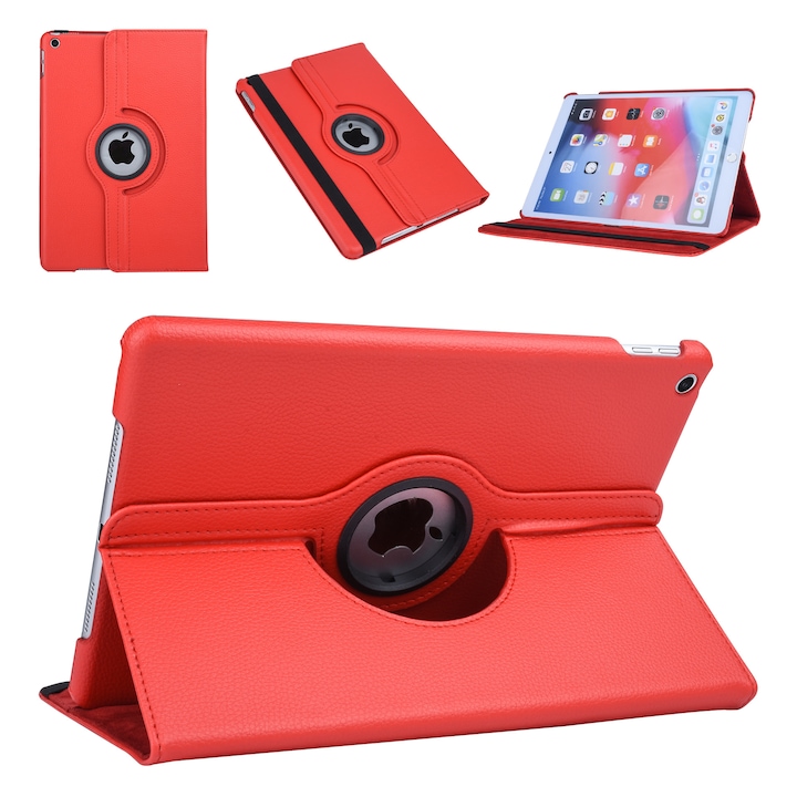 Tablettok iPad 2021 10.2 (iPad 9) - piros fordítható műbőr tablet tok