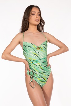 Costum de baie dama intreg, imprimeu tigru, 2021, Verde/Galben/Negru Costum de baie dama intreg, imprimeu tigru, 2021, Verde/Galben/Negru