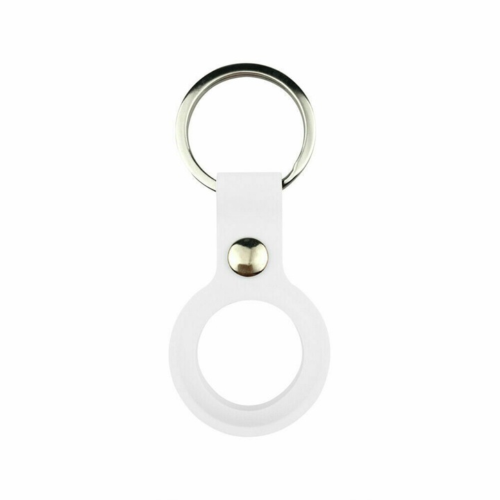 Силиконов калъф за Apple AirTag, ключодържател, оптимална защита, бял