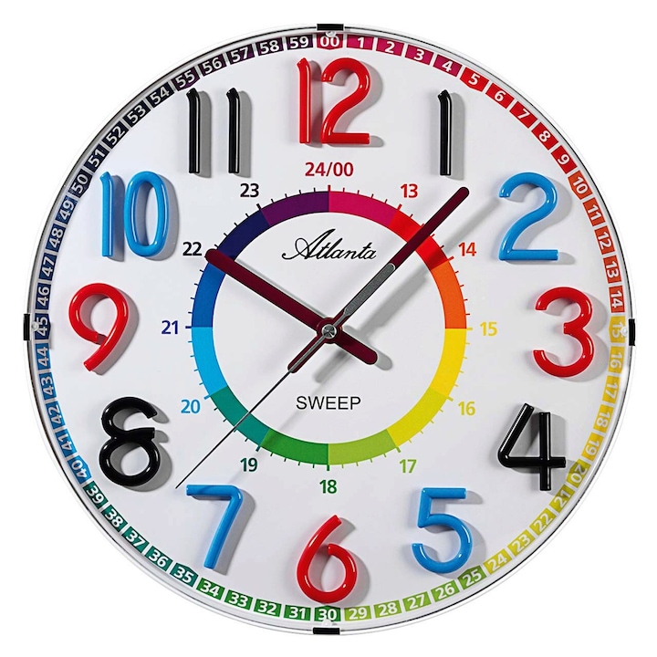 Стенен часовник Atlanta 4480/0, кварцов, бял, аналогов, модерен
