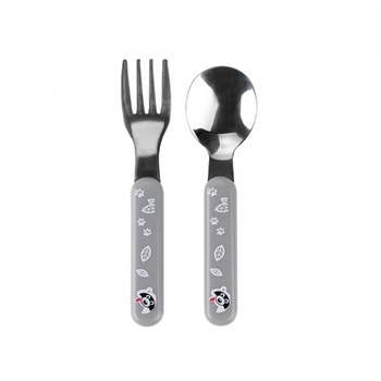 Set tacamuri pentru copii BabyOno 1065-G, Gri 12+ luni Set tacamuri pentru copii BabyOno 1065-G, Gri 12+ luni