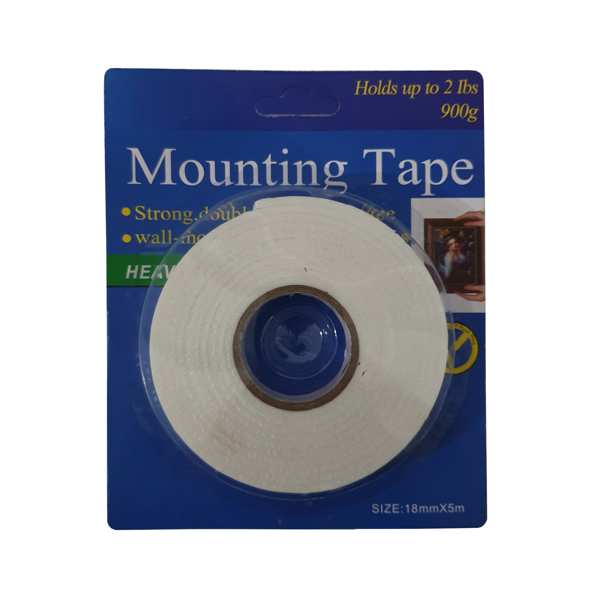 Banda Dublu Adeziva eOptima® HD 5 Pro, 18 mm X 5 m, Super Rezistenta, Greutate Maxima Suportata 900 grame, Sun, Alba