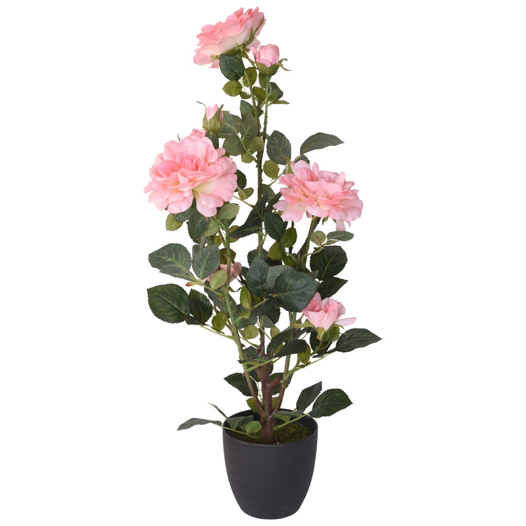 Trandafir artificial, Roz, in ghiveci, inaltime 70 cm