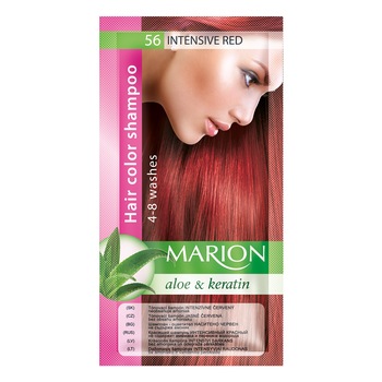 Sampon nuantator pentru par, Marion, Aloe & Keratin, 4-8 spalari, nuanta 56 Intensive Red, 40 ml Sampon nuantator pentru par, Marion, Aloe & Keratin, 4-8 spalari, nuanta 56 Intensive Red, 40 ml