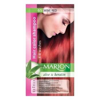 Sampon nuantator pentru par, Marion, Aloe & Keratin, 4-8 spalari, nuanta 65 Wine Red, 40 ml Sampon nuantator pentru par, Marion, Aloe & Keratin, 4-8 spalari, nuanta 65 Wine Red, 40 ml