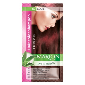 Sampon nuantator pentru par, Marion, Aloe & Keratin, 4-8 spalari, nuanta 67 Claret, 40 ml Sampon nuantator pentru par, Marion, Aloe & Keratin, 4-8 spalari, nuanta 67 Claret, 40 ml