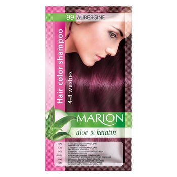 Sampon nuantator pentru par, Marion, Aloe & Keratin, 4-8 spalari, nuanta 99 Aubergine, 40 ml Sampon nuantator pentru par, Marion, Aloe & Keratin, 4-8 spalari, nuanta 99 Aubergine, 40 ml